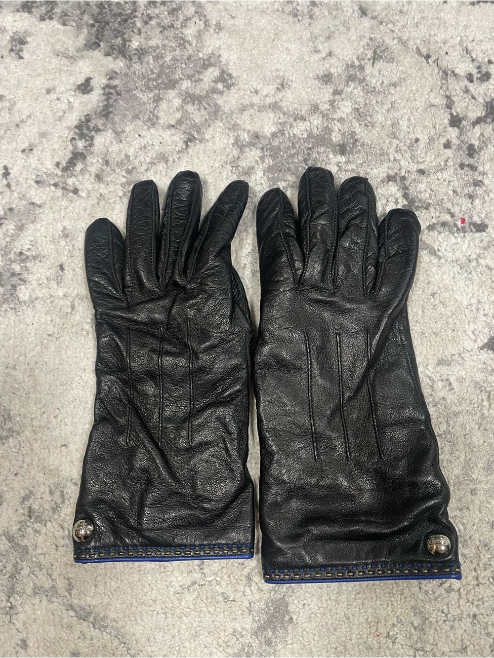 Coach Black Leather Women's Gloves with Button Detail